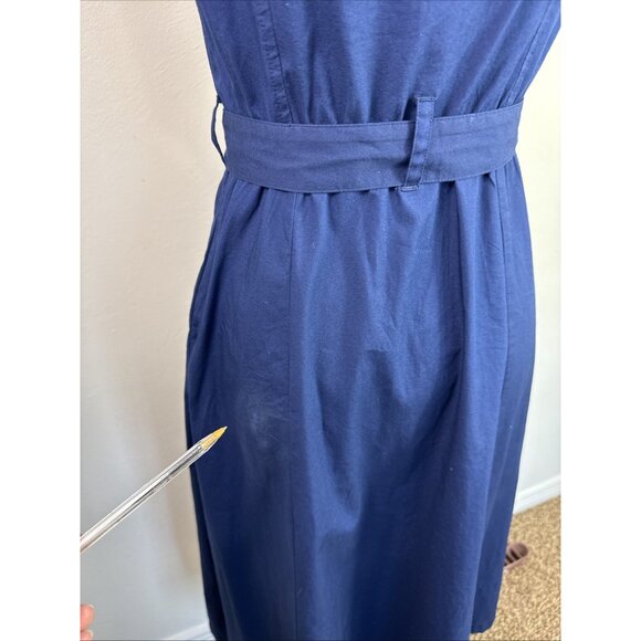 J.Crew Women's 0 Sleeveless Button Front Sweetheart Dress Blue Belt NWT - FLAW - Picture 6 of 14